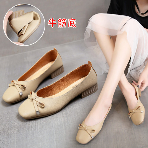 軟底小皮鞋平底單鞋女2025秋季新款鞋子舒適低跟休閒鞋一腳蹬女鞋