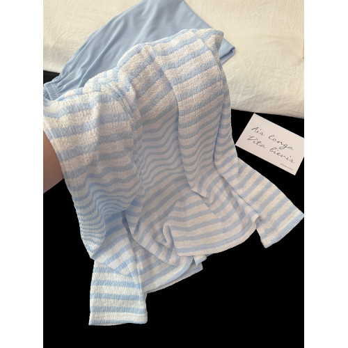 莫代爾棉睡衣女款春秋季韓系ins小清新條紋長袖長褲家居服可外穿 莫代爾棉睡衣女款春秋季韓系ins小清新條紋長袖長褲家居服可外穿