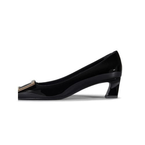 2025新款粗跟方釦單鞋網紅漆皮中跟方頭淺口舒適優雅婚鞋百搭工作