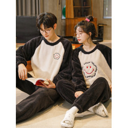 芬騰可安冬季情侶睡衣秋冬款女加厚加絨珊瑚絨2025年新款男家居服