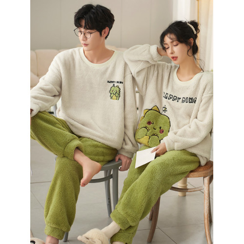 芬騰可安冬季情侶睡衣秋冬款女加厚加絨珊瑚絨2025年新款男家居服