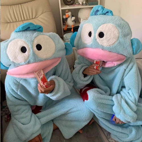 小醜魚連體睡衣女珊瑚絨卡通沙雕搞怪冬季加厚保暖大碼睡袍家居服