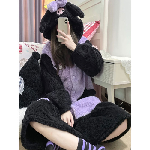 庫洛米睡袍女秋冬季大碼珊瑚絨睡衣法蘭絨可外穿連帽可愛卡通浴袍 庫洛米睡袍女秋冬季大碼珊瑚絨睡衣法蘭絨可外穿連帽可愛卡通浴袍