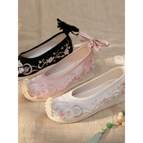 春夏新款漢服鞋子女翹頭綉花鞋演出古風刺綉古裝弓鞋老北京布鞋女 春夏新款漢服鞋子女翹頭綉花鞋演出古風刺綉古裝弓鞋老北京布鞋女