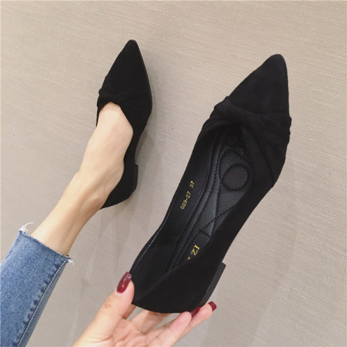 2025夏季新款百搭舒適黑色上班單鞋女溫柔時尚尖頭軟底平底鞋女鞋