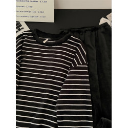 珊瑚絨情侶睡衣秋冬季加絨保暖男士女條紋可外穿法蘭絨家居服套裝