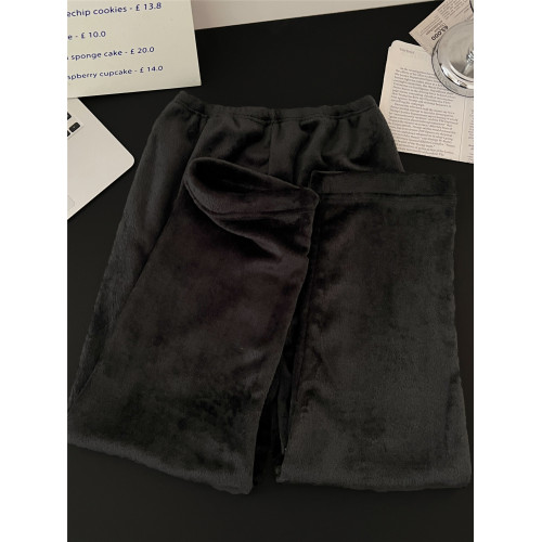 珊瑚絨情侶睡衣秋冬季加絨保暖男士女條紋可外穿法蘭絨家居服套裝