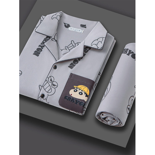 春秋季純棉卡通睡衣男士長袖加肥加大碼青年男款家居服套裝可外穿 春秋季純棉卡通睡衣男士長袖加肥加大碼青年男款家居服套裝可外穿