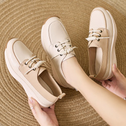 大牌真皮厚底小皮鞋松糕底2026春秋新款通勤休閒百搭英倫風單鞋女