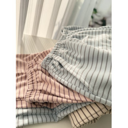 薄絨德絨睡褲女秋冬長褲加絨加厚磨毛寬鬆直筒條紋軟糯單獨家居褲