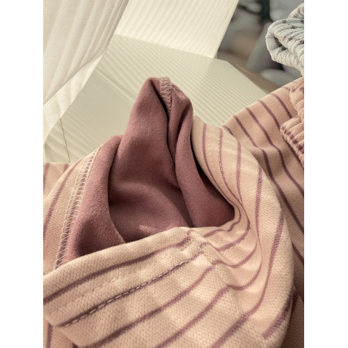 薄絨德絨睡褲女秋冬長褲加絨加厚磨毛寬鬆直筒條紋軟糯單獨家居褲