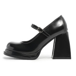 伯爵貓增高跟瑪麗珍鞋女2026春秋新款粗跟jk單鞋黑色真皮小皮鞋子