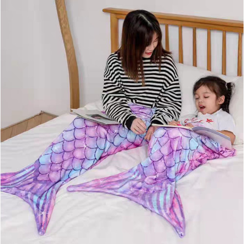 美人魚尾巴兒童睡袋成人沙發蓋毯寶寶防踢被親子款美人魚尾巴毛毯
