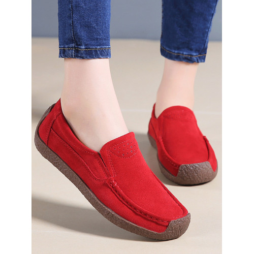 真皮豆豆鞋女鞋春秋款2025年新款一腳蹬牛筋底軟底懶人休閒媽媽鞋