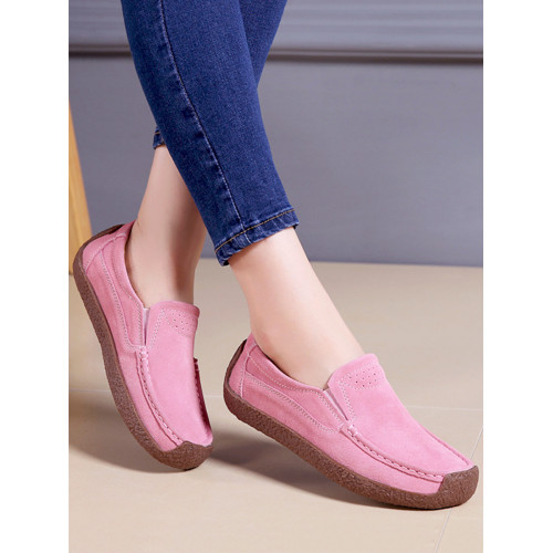 真皮豆豆鞋女鞋春秋款2025年新款一腳蹬牛筋底軟底懶人休閒媽媽鞋