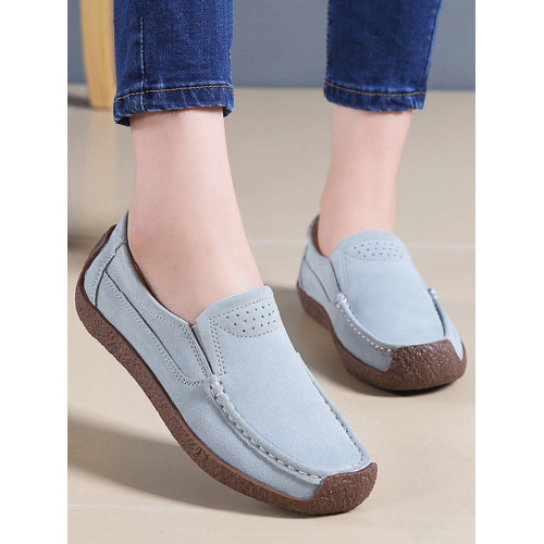 真皮豆豆鞋女鞋春秋款2025年新款一腳蹬牛筋底軟底懶人休閒媽媽鞋