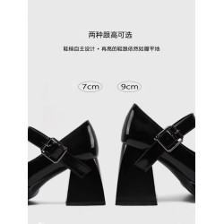法式瑪麗珍鞋女2025年新款粗跟單鞋黑色辣妹高跟鞋芭比圓頭小皮鞋