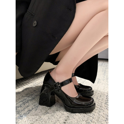 法式瑪麗珍鞋女2025年新款粗跟單鞋黑色辣妹高跟鞋芭比圓頭小皮鞋