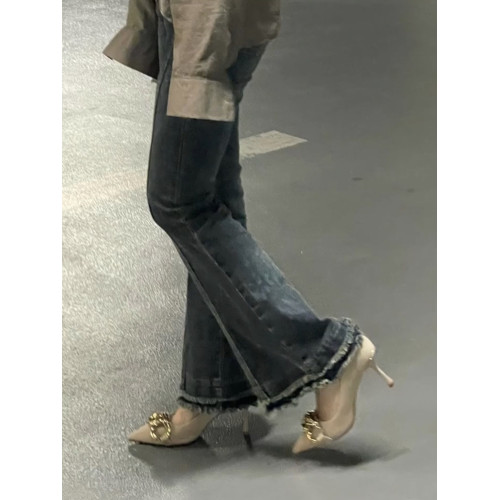 2026年新款桃氣電波女鞋春秋單鞋設計感小衆裸色法式細跟高跟鞋女