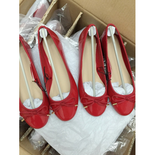 2025新款紅色圓頭淺口蝴蝶結漆皮芭蕾平底單鞋女休閒鞋大碼女鞋