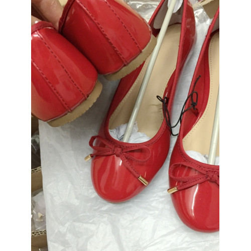 2025新款紅色圓頭淺口蝴蝶結漆皮芭蕾平底單鞋女休閒鞋大碼女鞋