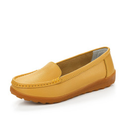 春秋季平底女鞋真皮軟底透氣媽媽鞋女單鞋豆豆鞋牛筋底休閒孕婦鞋