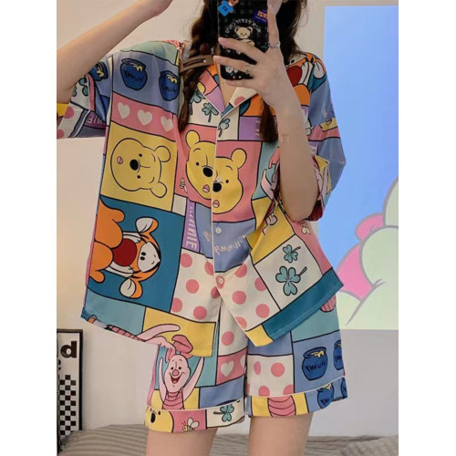 女生睡衣夏開衫純棉休閒卡通推特網紅短袖褲月子家居服套裝店 女生睡衣夏開衫純棉休閒卡通推特網紅短袖褲月子家居服套裝店
