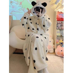 秋冬季2025新款睡衣女珊瑚絨保暖卡通小熊外袍加絨加厚睡袍家居服