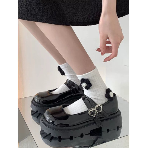 日系jk可愛軟妹甜酷學院風瑪麗珍小皮鞋秋冬女英倫百搭配裙子厚底