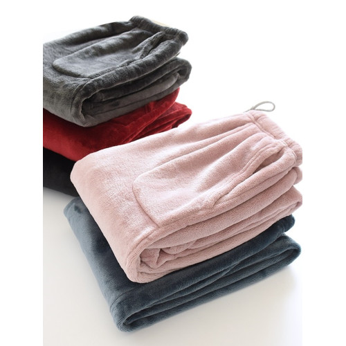 冬季法蘭絨男女士睡褲加厚保暖珊瑚絨寬鬆大碼情侶直筒家居長褲