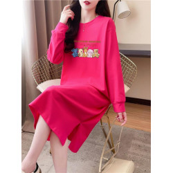 100%純棉睡裙女春秋冬長袖長款過膝寬鬆顯瘦可外穿全棉睡衣家居服