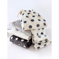 加厚法蘭絨睡褲女長褲印花圓點加絨保暖寬鬆直筒平口珊瑚絨家居褲