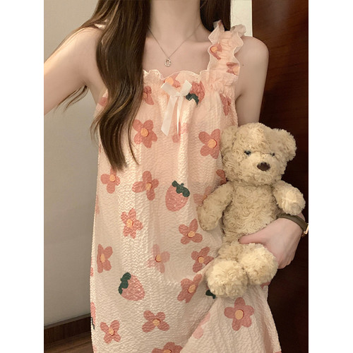 2025新款吊帶睡裙夏季帶胸墊睡衣女士夏天大碼200斤可外穿家居服 2025新款吊帶睡裙夏季帶胸墊睡衣女士夏天大碼200斤可外穿家居服