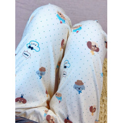 秋冬季加絨長褲卡通休閒遛彎褲少女可外穿家居褲軟糯雙面德絨睡褲