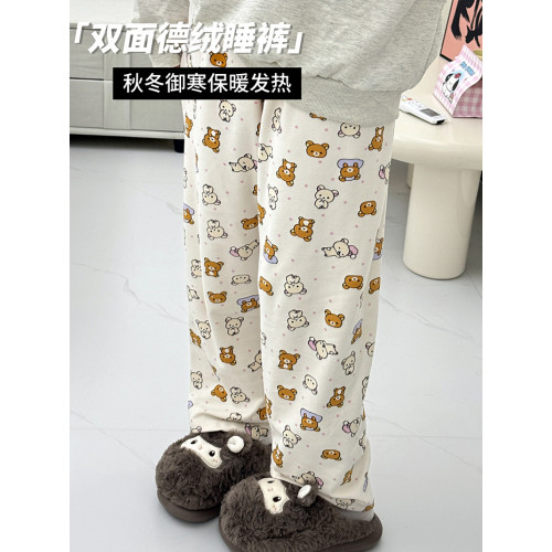 秋冬季加絨長褲卡通休閒遛彎褲少女可外穿家居褲軟糯雙面德絨睡褲 秋冬季加絨長褲卡通休閒遛彎褲少女可外穿家居褲軟糯雙面德絨睡褲