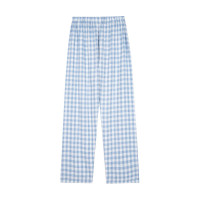 日式專櫃全棉睡褲女雙層紗純棉家居褲男格子法蘭絨長褲春夏秋冬款