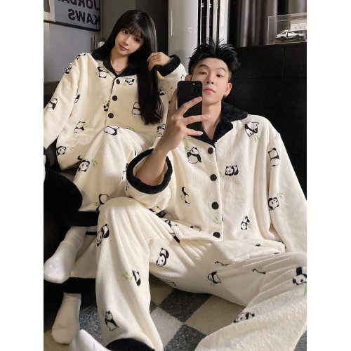 情侶睡衣秋冬款珊瑚絨加絨加厚可外穿男女士冬季家居服2025年新款