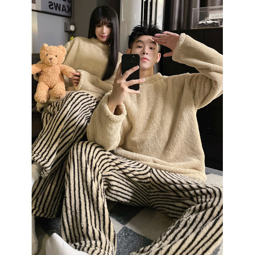 情侶睡衣秋冬款珊瑚絨加絨加厚可外穿男女士冬季家居服2025年新款