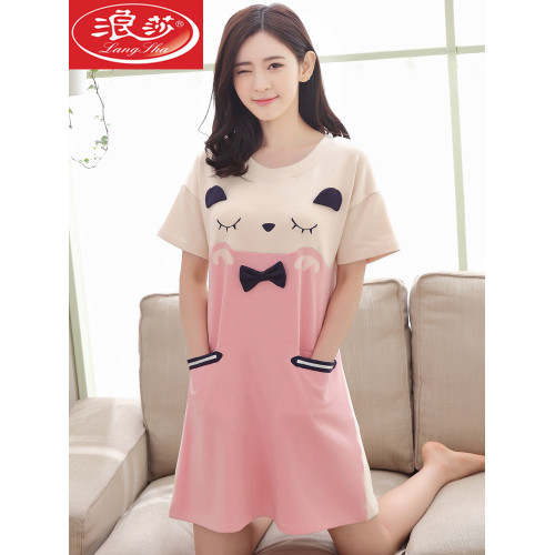 浪莎睡裙女2026新款夏季短袖純棉韓版甜美可愛公主睡衣家居服