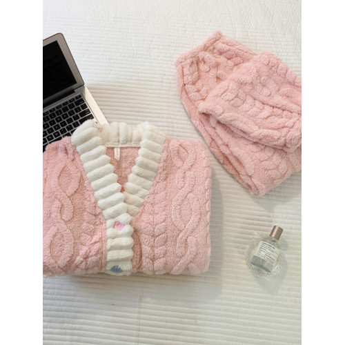 珊瑚絨睡衣女秋冬季加厚保暖胖mm加肥加大碼200斤冬款家居服套裝