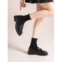 女鞋通勤百搭超軟小羊皮單鞋jk製服鞋平底英倫風小皮鞋樂福鞋配裙