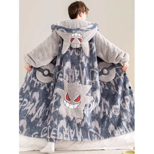 秋冬男士珊瑚絨睡衣青少年初中學生加厚冬天睡袍帶褲子大碼家居服