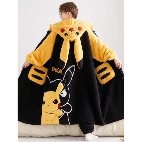 秋冬男士珊瑚絨睡衣青少年初中學生加厚冬天睡袍帶褲子大碼家居服