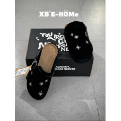 韓版新品~刺綉包頭勃肯鞋男女同款春秋新款星星厚底外穿懶人鞋