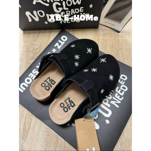 韓版新品~刺綉包頭勃肯鞋男女同款春秋新款星星厚底外穿懶人鞋