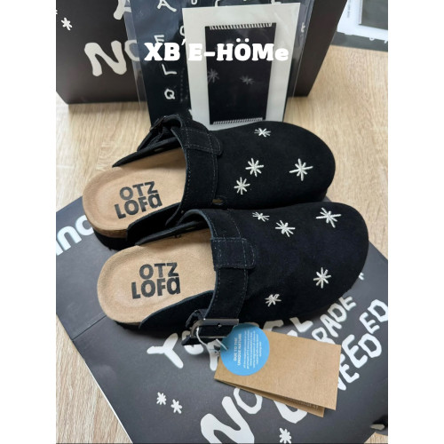 韓版新品~刺綉包頭勃肯鞋男女同款春秋新款星星厚底外穿懶人鞋