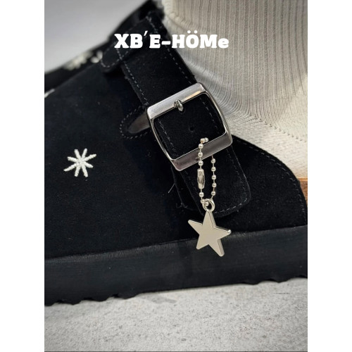 韓版新品~刺綉包頭勃肯鞋男女同款春秋新款星星厚底外穿懶人鞋