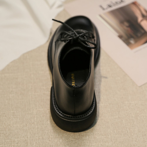 樂福鞋女2026新款春秋系帶學院風jk單鞋配襪子大頭鞋英倫風小皮鞋