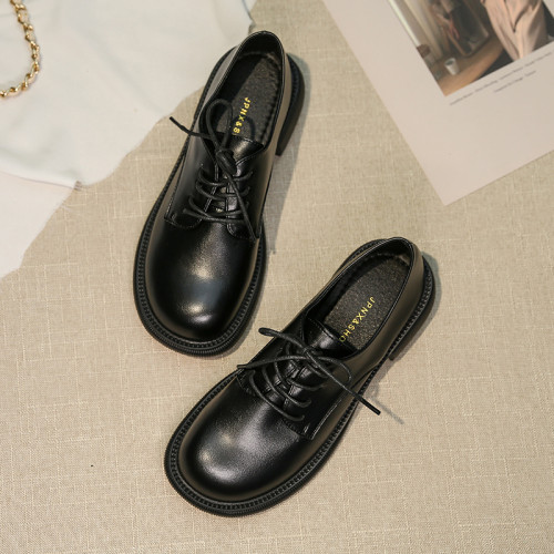 樂福鞋女2026新款春秋系帶學院風jk單鞋配襪子大頭鞋英倫風小皮鞋