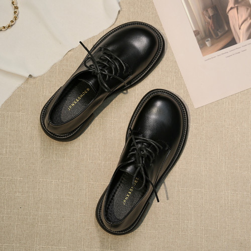 樂福鞋女2026新款春秋系帶學院風jk單鞋配襪子大頭鞋英倫風小皮鞋